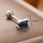 Blue / 1 Piece Simple Series Classic Geometric Titanium Steel Silver Color Zircon Women's Stud Earrings 